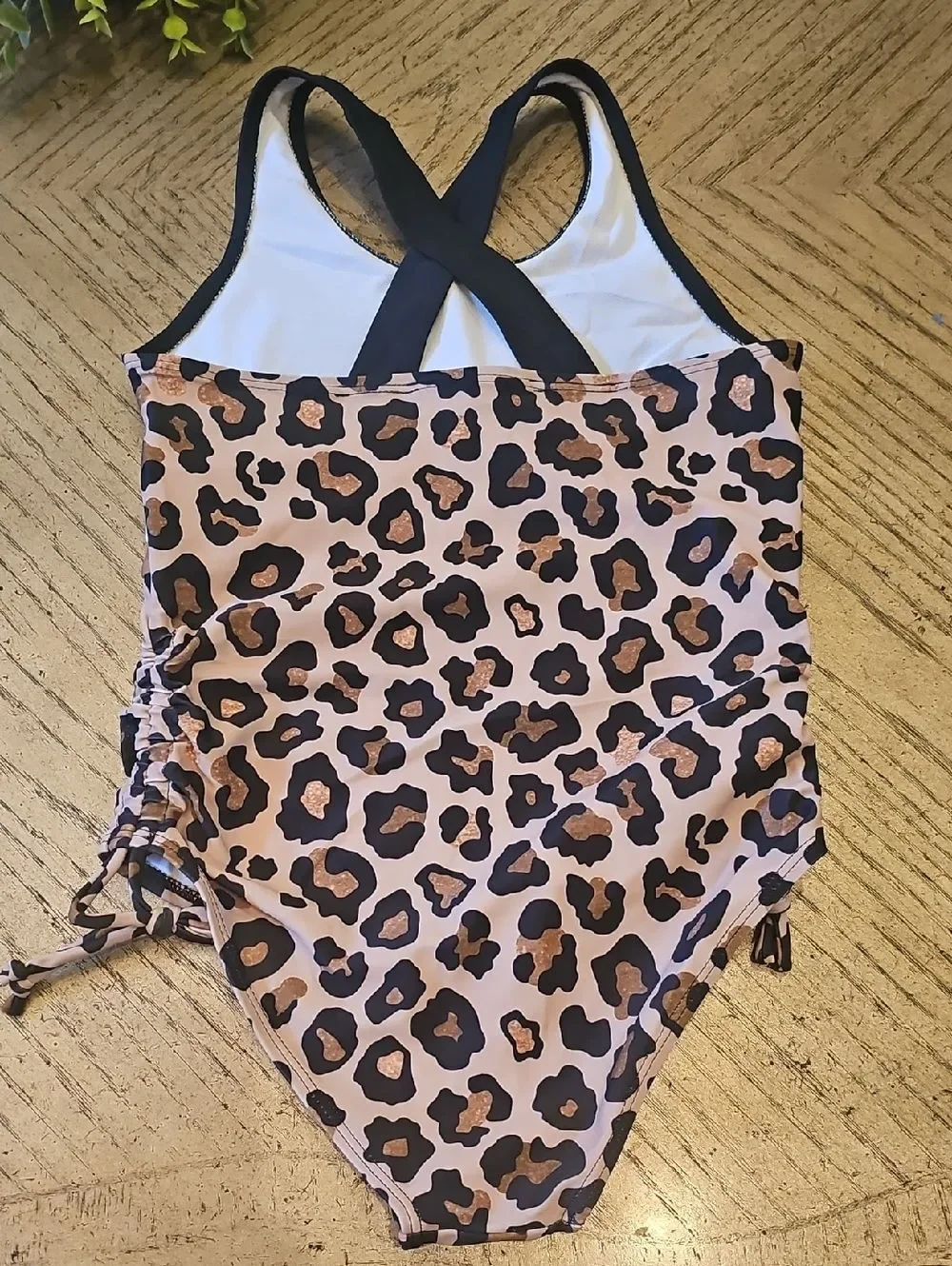 Kids Leopard Print One-Piece Swimsuit Size 7 NEW no Tag